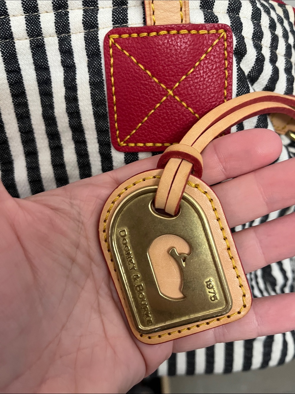 Dooney and Bourke authentic striped purse with pink interior SEE DESCRITPTION ! - Picture 2 of 4